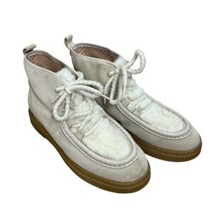 Cole Haan Grand 360 Suede Faux Fur Chukka Boots Cream W28156 Womens 9B